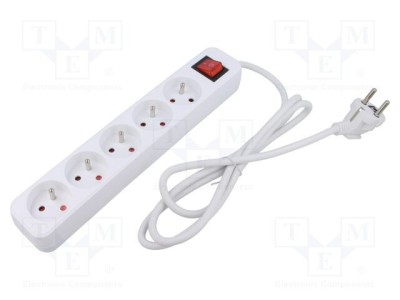 Prelungitor alimentare LANBERG 3x1mm2 5 prize 1,5m 10A alb foto