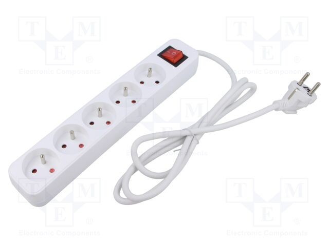 Prelungitor alimentare LANBERG 3x1mm2 5 prize 1,5m 10A alb