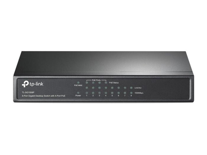 Switch 4 x RJ45 Gigabit PoE, 4 x RJ45 Gigabit, Unmanaged - TP-Link TL-SG1008P
