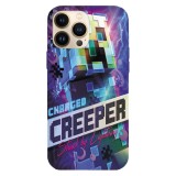 Husa compatibila cu Apple iPhone 15 Pro Max model Charged Creeper Minecraft, Silicon, TPU, Viceversa, Transparent, Carcasa