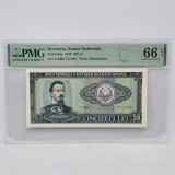 Bancnota 50 Lei 1966 UNC, GRADATA PMG 66 EPQ, RSR