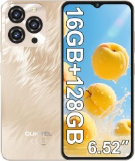Telefon Mobil Oukitel C3, Auriu, 4G, 6.52 HD+ 90Hz IPS, 16GB RAM (4GB + 12GB extensibili), 128GB ROM, 13MP, Android 14, Unisoc T606, OTG, 5000mAh, 10W