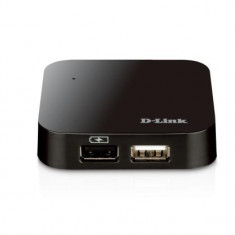 Hub USB D-Link DUB-H4, 4 porturi USB 2.0, negru