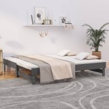 vidaXL Pat de zi extensibil, gri, 2x(90x190) cm, lemn masiv de pin