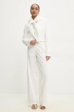 Answear Lab pantaloni de costum largi culoarea alb, drept, high waist