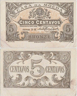 1918, 5 centavos (P-99) - Portugalia foto