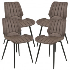 Set patru bucati scaune design Norica, 77 x 57,5 x 46 cm, poliester/metal, maro inchis foto