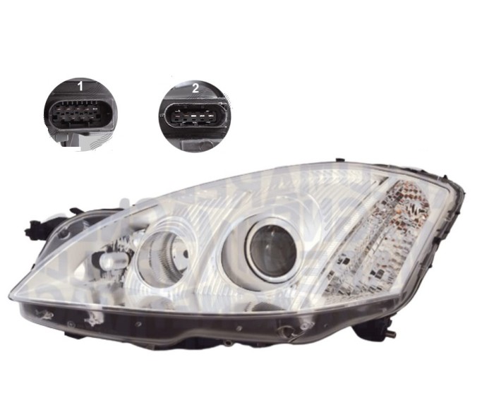 Far Mercedes Clasa S (W221) 09.2005-06.2009, montare fata, stanga, sistem infrarosu; D1S+H11+H7; electric; cu bec xenon; cu balast; cu motor; cu becu
