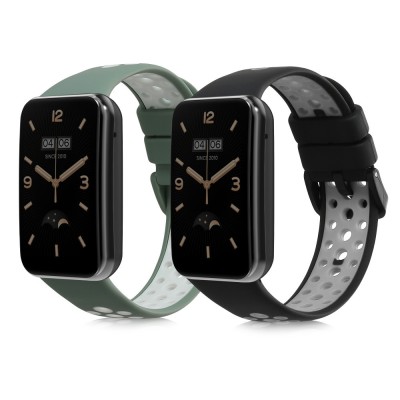 Set 2 curele kwmobile pentru Xiaomi Mi Band 7 Pro, Silicon, Negru/Verde, 59603.02 foto
