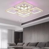 Lustra LED cu telecomanda cu cristal QUADRIA SUPREMO RGB, 148W, 5 Patrate, lumina Rece/Calda/Neutra, Dimabila, Crom Lucios, Alessandro DESIGN