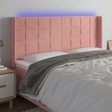 VidaXL Tăblie de pat cu LED, roz, 183x16x118/128 cm, catifea