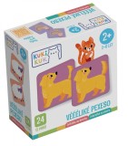 Joc educational pentru copii, Animale Memo, KuKiKuk Efko, 24 perechi, 12 piese mari, carton gros, animatii colorate haioase, varsta 2-6 ani