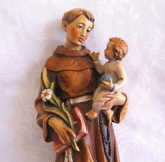 BIBELOU FIGURINA STATUETA SCULPTURA IN LEMN TEMA BIBLICA SFANTUL ANTON 27 CM foto
