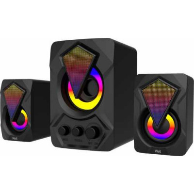 Sistem 2.1 Well, 33 W, USB, iluminare RGB, subwoofer, 100 hz - 16 kHz, 5 V, control volum, Black foto