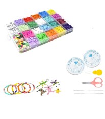 Set 265 piese margele si accesorii pentru creat bratari CasBur, argila polimerica, metal, multicolor