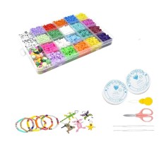 Set 265 piese margele si accesorii pentru creat bratari CasBur, argila polimerica, metal, multicolor