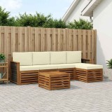 vidaXL Set de canapele de exterior cu pernă 6 pcs Natural și Crem 3384256