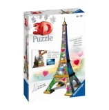 Puzzle 3D - Turnul Eiffel cu inimioare, 216 piese