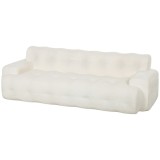 HOMCOM Canapea 3 locuri din chenille 211 cm, canapea living, șezut ad&acirc;nc, livrat comprimat fără asamblare, crem | Aosom Romania