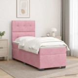 Cumpara ieftin Pat boxspring cu saltea cu headboard Roz 90 x 200 cm Catifea
