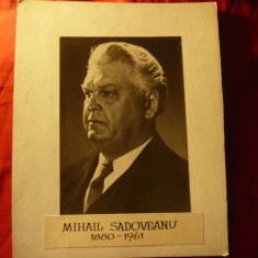 Fotografie Mihail Sadoveanu , pe carton , dim.=26,5 x33,5cm