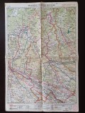 A3386N Hartă Pitești-T&acirc;rgoviște-C&acirc;mpulung &icirc;ntocmită și executată de M D Moldoveanu, 1929