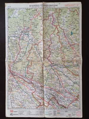A3386N Hartă Pitești-T&amp;acirc;rgoviște-C&amp;acirc;mpulung &amp;icirc;ntocmită și executată de M D Moldoveanu, 1929 foto