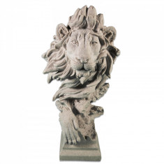 Obiect decorativ, statueta, arta moderna, cap de leu, rasina, 40 x 20 cm foto