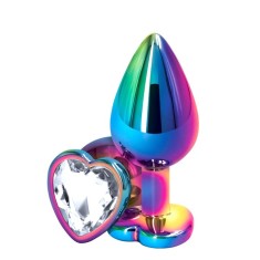 Dop Anal Rainbow Buttplug Medium, Heart Shape, Piatra Transparenta, Guilty Toys