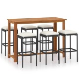 Cumpara ieftin Set mobilier bar de gradina cu perne, 7 piese, negru