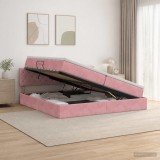 Cumpara ieftin Pat cu LED si saltea Roz 200 x 200 cm Catifea