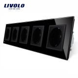 Cumpara ieftin Priza cvintupla Livolo cu rama din sticla SmartElectro IntelligentHouse