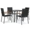 Set mobilier de gradina, 5 piese, negru, textilena si otel
