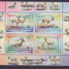 76-NIGER 1998-Animale Gazele -Bloc de 4 timbre nestampilate,MNH