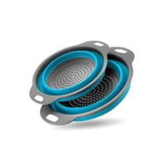 Set 2 site, pliabile, plastic/silicon, rotunde, albastru/gri