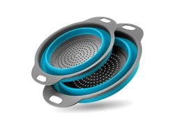Set 2 site, pliabile, plastic/silicon, rotunde, albastru/gri foto