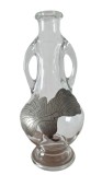 STICLA VINTAGE TRANSPARENTĂ CU MODEL DIN METAL ARGINTAT APLICAT