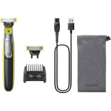 Aparat hibrid de barbierit si tuns barba Philips OneBlade 360 QP2734/31, pieptene reglabil 5 in 1, reincarcabil, umed si uscat, 60 min, USB-A, husa, c