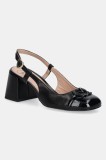 Love Moschino pantofi de piele culoarea negru, cu toc drept, cu toc deschis, JA10117G1MIE300A
