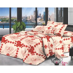 Lenjerie de pat pentru o persoana cu husa de perna dreptunghiulara, Grover, bumbac mercerizat, multicolor