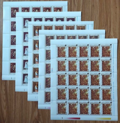 RO 2000 ,LP 1511 , &amp;quot;Tablouri impuscate -supratipar/1990 &amp;quot; in coli de 25 ,MNH foto