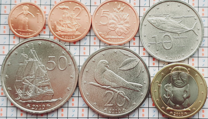 set 7 monede Insulele Cook 1, 2, 5, 10, 20, 50 cents 1 Dollar km 756-762 - A035