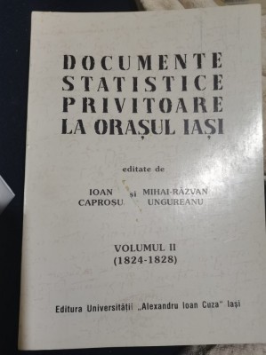 Documente statistice privitoare la oraşul Iaşi vol. II I Caproşu, M.R.Ungureanu foto