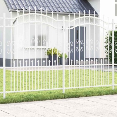 vidaXL Gard de Grădină Alb 190 cm Oțel vopsit &amp;icirc;n pulbere 42003976 foto