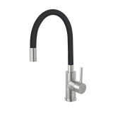 Cumpara ieftin BATERIE BUCATARIE FERRO BZA4BSS INOX NEGRU PIPA FLEXIBILA ZU