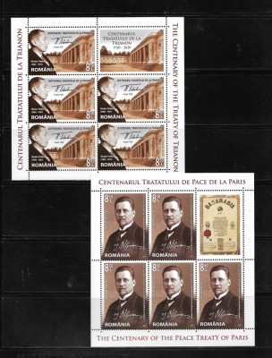 ROMANIA 2020 - TRATATELE DE PACE DE LA PARIS, MINICOLI, MNH - LP 2305 foto