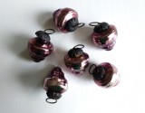Lot 6 globuri de sticla groasa, vechi vintage, culoare mov, 5cm