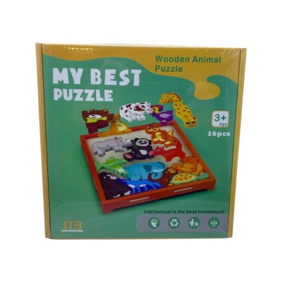 Puzzle lemn in cutie - Animale salbatice foto
