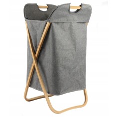 Cos de depozitare rufe pliabil din bambus, 40x38x70cm