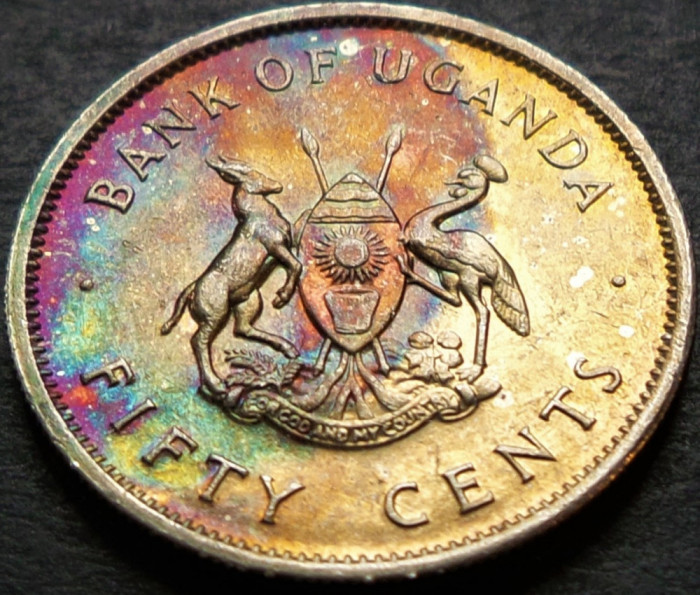 Moneda exotica 50 CENTI - UGANDA, anul 1976 * cod 4680 = UNC PATINA CURCUBEU